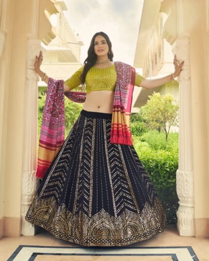 Navy Blue Color Designer Embroidered Sequince Work Lehenga Choli
