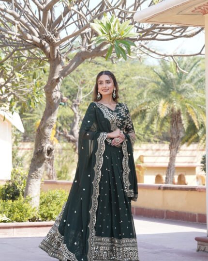 Opulent Dark Green Color Wedding Wear Lehenga Choli