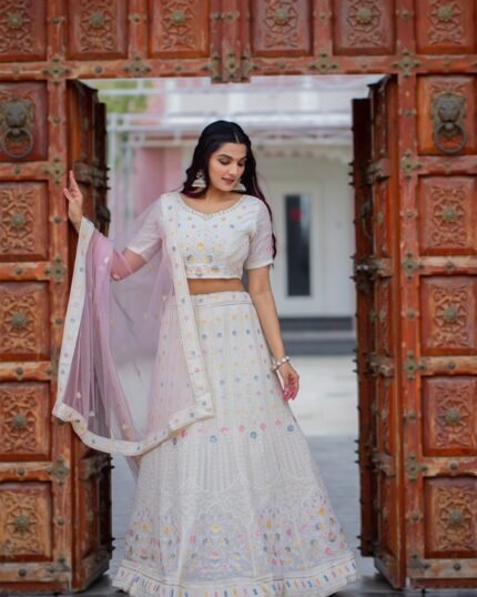 Navratri Special White Designer Lehenga Choli For Trendy Look