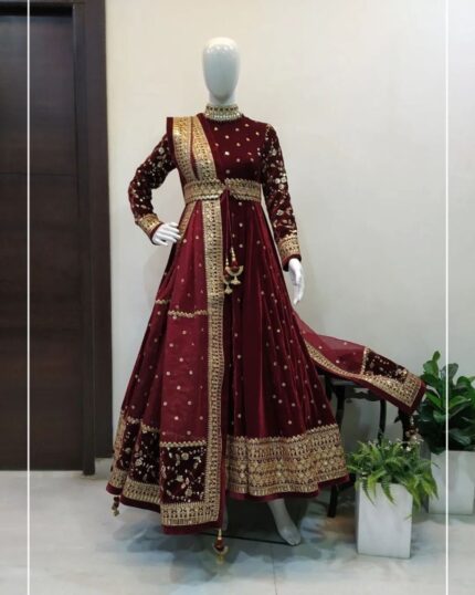Maroon color Pakistani Wedding Dress