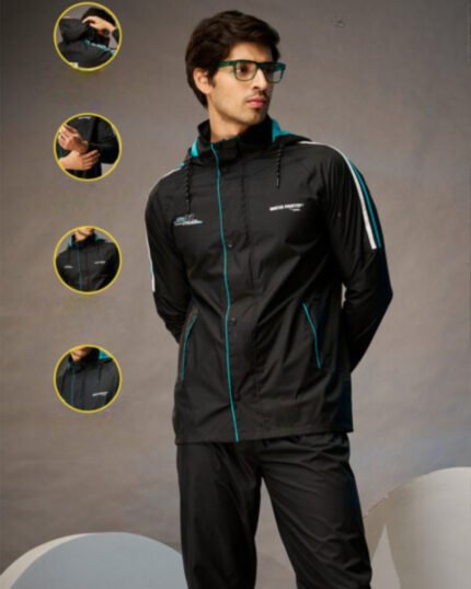 Midnight Black & Green Rainwear Set
