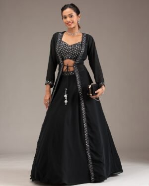 Mehendi Mirrorwork Georgette Readymade Lehenga