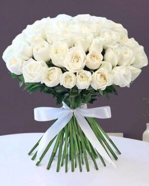 50 White Rose Bouquet