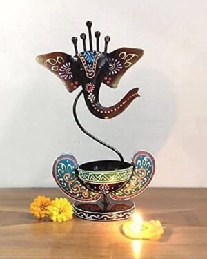 Metal Lord Ganesh ji Tealight Holder for Pooja Room