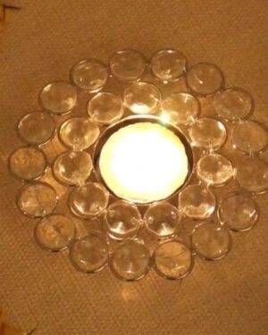 Pack of 10 Flower Shaped Crystal Tea Light Candle Holder Stand ( including candles