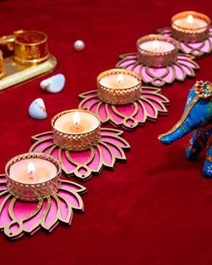 Lotus Candle Holder Tealight Wax Warmer ( including candles ) , Wedding Centerpiece,Rangoli Candle Set, Pooja Mandir, Diwali decor