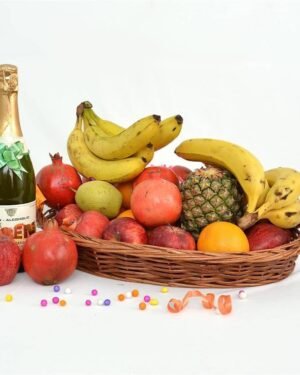 Mesmerising Basket With Fruit Champagne