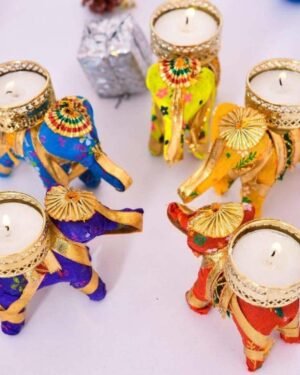 Elephant Tea light Candle Holder ( Candles Included) for giveaways, return gifting in festivals and for decor