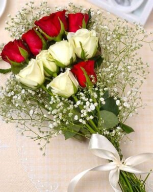 Red And White Roses Bouquet